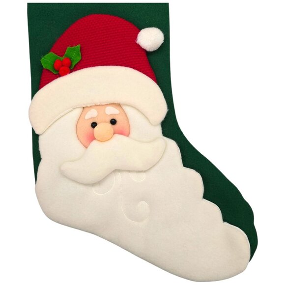 Set Of 3 Christmas Stocking 3D Felt 18" Santa & Snowman Appliqués Decorations - Picture 11 of 16